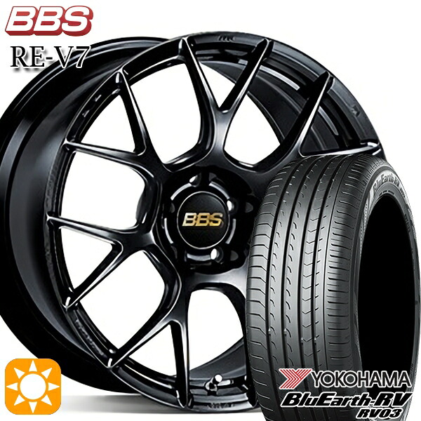 【取付対象】225/40R19 93W XL ヨコハマ ブルーアース RV03 BBS RE-V7 ブラック（BK） 19インチ 7.5J 5H114.3 サマータイヤホイールセット