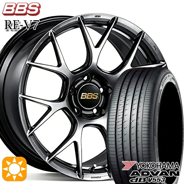 【取付対象】C-HR カローラクロス 225/45R19 96W XL ヨコハマ アドバンデシベル V553 BBS RE-V7 ダイヤモンドブラック（DB） 19インチ 8.0J 5H114.3 サマータイヤホイールセット