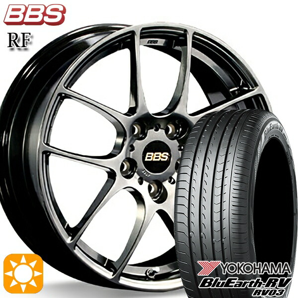 【取付対象】エクストレイル フォレスター 225/60R17 99H ヨコハマ ブルーアース RV03 BBS RF ダイヤモンドブラック（DB） 17インチ 7.0J 5H114.3 サマータイヤホイールセット