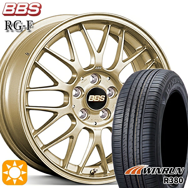 【取付対象】マツダ2 ノート 185/65R15 88H ウィンラン R380 BBS RG-F ゴールド（GL） 15インチ 6.5J 4H100 サマータイヤホイールセット
