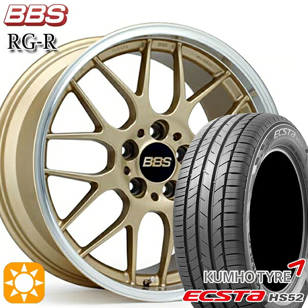 【取付対象】フォレスター 215/60R17 100V XL クムホ エクスタ HS52 BBS RG-R ゴールドダイヤカット（GLD） 17インチ 7.0J 5H100 サマータイヤホイールセット ｜エムオートギャラリー