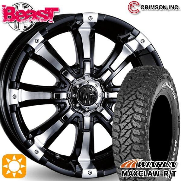 【取付対象】ジムニー 185/85R16 105/103N ウィンラン マックスクロウ R/T　ホワイトレター クリムソン MG ビースト ブラックポリッシュ 16インチ 5.5J 5H139.7 サマータイヤホイールセット