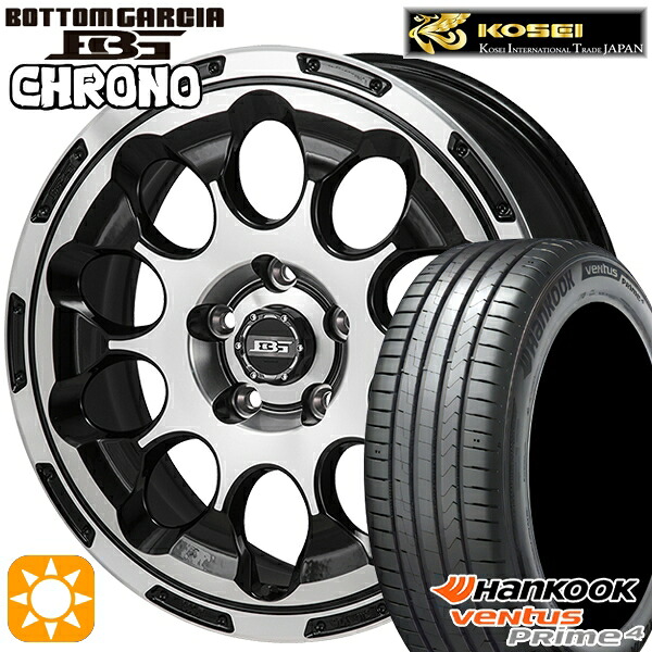 【取付対象】225/65R17 102H ハンコック veNtus PRime4 K135A コーセイ ボトムガルシア クロノ ブラックポリッシュ 17インチ 7.0J 5H114.3 サマータイヤホイールセット