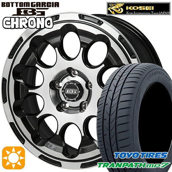 【取付対象】205/50R17 93V トーヨー トランパス mp7 コーセイ ボトムガルシア クロノ 17インチ 7.0J 5H114.3 ブラックポリッシュ サマータイヤホイールセット