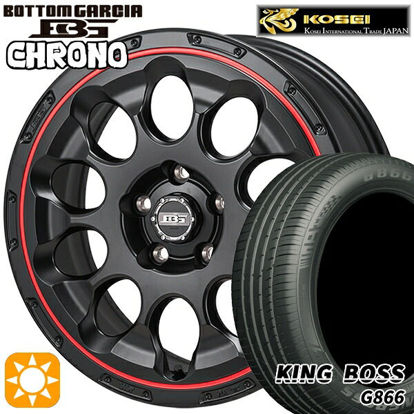 【取付対象】リーフ レヴォーグ 215/50R17 95W XL キングボス G866 コーセイ ボトムガルシア クロノ セミグロスブラック/レッドリム 17インチ 7.0J 5H114.3 サマータイヤホイールセット ｜エムオートギャラリー