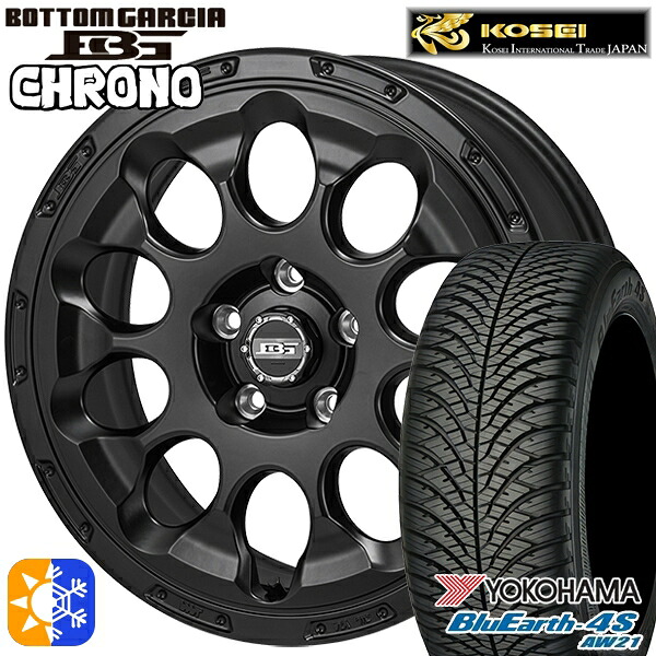 アイシス ノア 215/45R17 91W XL ヨコハマ ブルーアース 4S AW21 コーセイ ボトムガルシア クロノ セミグロスブラック 17インチ 7.0J 5H114.3 オールシーズンタイヤホイールセット