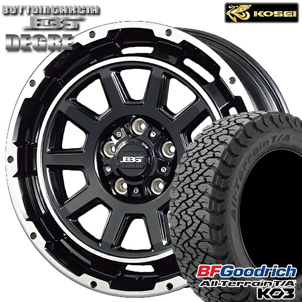 【取付対象】225/65R17 107/103S RBL BFグッドリッチ オールテレーン T/A KO3 コーセイ ボトムガルシア ディグレ ブラックポリッシュ 17インチ 7.0J 5H114.3 サマータイヤホイールセット ｜エムオートギャラリー