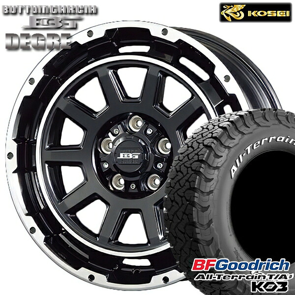 【取付対象】225/70R16 102/99S RWL BFグッドリッチ オールテレーン T/A KO3 コーセイ ボトムガルシア ディグレ ブラックポリッシュ 16インチ 6.5J 5H114.3 サマータイヤホイールセット