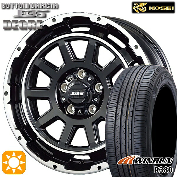【取付対象】205/65R16 95H ウィンラン R380 コーセイ ボトムガルシア ディグレ ブラックポリッシュ 16インチ 6.5J 5H114.3 サマータイヤホイールセット |エムオートギャラリー