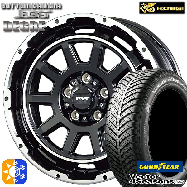 215/60R17 96H グッドイヤー ベクター フォーシーズンズ コーセイ ボトムガルシア ディグレ ブラックポリッシュ 17インチ 7.0J 5H114.3 オールシーズンタイヤホイールセット ｜エムオートギャラリー