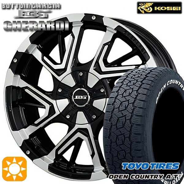 【取付対象】デリカD5 215/70R16 100T トーヨー オープンカントリーA/T3 ホワイトレター コーセイ ボトムガルシア ゲラルディ ブラックポリッシュ 16インチ 7.0J 5H114.3 サマータイヤホイールセット ｜エムオートギャラリー