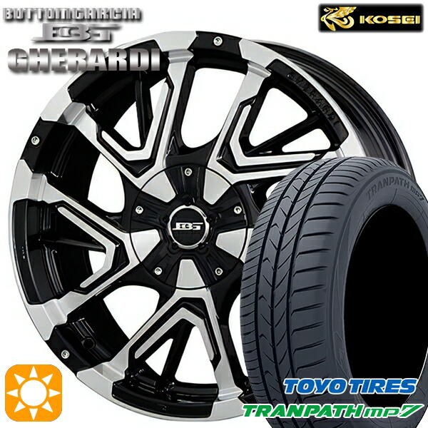 【取付対象】195/60R16 89H トーヨー トランパス mp7 コーセイ ボトムガルシア ゲラルディ ブラックポリッシュ 16インチ 7.0J 5H114.3 サマータイヤホイールセット