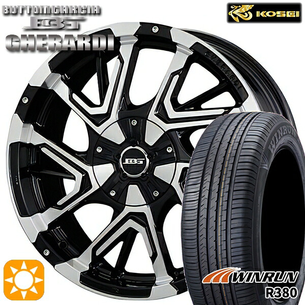 【取付対象】セレナ ラフェスタ 195/60R16 89H ウィンラン R380 コーセイ ボトムガルシア ゲラルディ ブラックポリッシュ 16インチ 7.0J 5H114.3 サマータイヤホイールセット |エムオートギャラリー