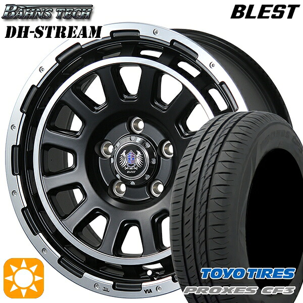 【取付対象】セレナ ラフェスタ 195/60R16 89H トーヨー プロクセス CF3 ブレスト バーンズテック DHストリーム セミグロスブラック 16インチ 7.0J 5H114.3 サマータイヤホイールセット