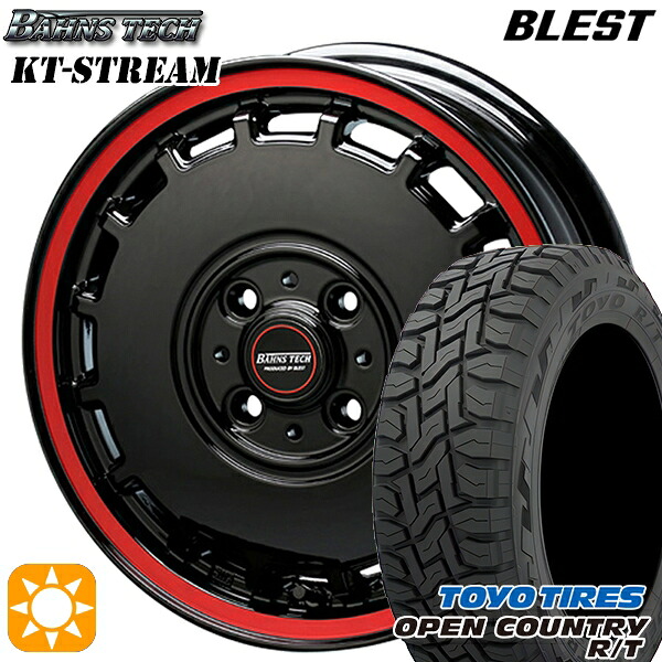 【取付対象】145/80R12 80/78N (145R12 6PR 相当) LT トーヨー オープンカントリー R/T ブレスト バーンズテック KTストリーム ブラックレッドライン 12インチ 4.0J 4H100 サマータイヤホイールセット
