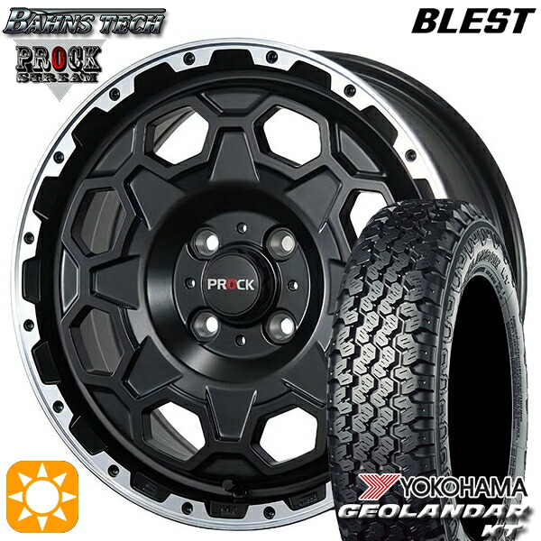 【取付対象】145/80R12 80/78N (145R12 6PR 相当) ヨコハマ ジオランダーKT Y828C ブレスト バーンズテック プロックストリーム セミグロスブラック 12インチ 4.0J 4H100 サマータイヤホイールセット