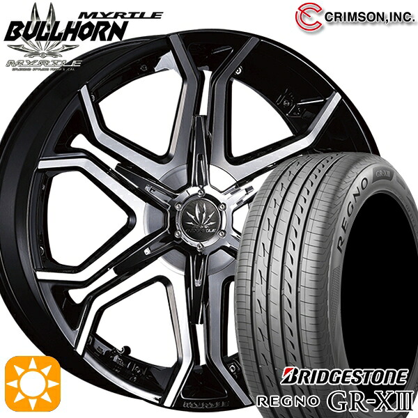 【取付対象】245/35R20 95W XL ブリヂストン レグノ GR-X3 クリムソン マーテル ブルホーン ブラックポリッシュ 20インチ 8.5J 5H114.3 サマータイヤホイールセット