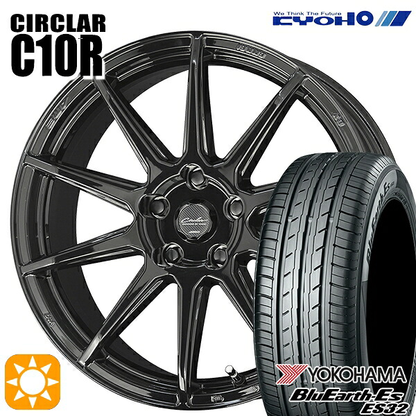 【取付対象】205/50R17 89V ヨコハマ ブルーアース ES32 KYOHO サーキュラー C10R グロスブラック 17インチ 7.0J 5H100 サマータイヤホイールセット |エムオートギャラリー