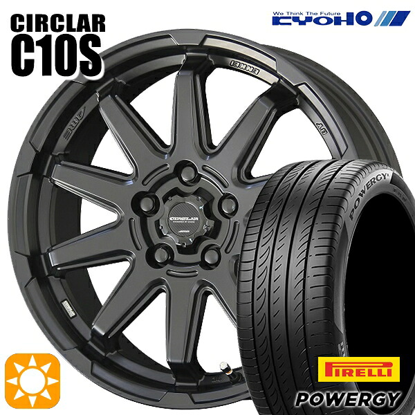 【取付対象】エクストレイル フォレスター 225/60R17 99V ピレリ パワジー KYOHO サーキュラー C10S マットブラック 17インチ 7.0J 5H114.3 サマータイヤホイールセット