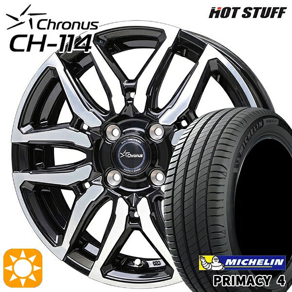【取付対象】フィット アクア 185/60R15 88H XL ミシュラン プライマシー4 ホットスタッフ クロノス CH114 BK/P 15インチ 5.5J 4H100 サマータイヤホイールセット |エムオートギャラリー
