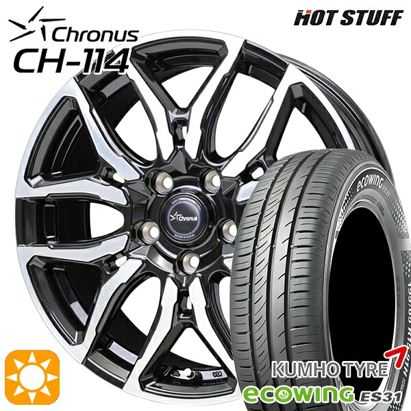 【取付対象】170シエンタ 185/60R15 84H クムホ エコウィング ES31 ホットスタッフ クロノス CH114 BK/P 15インチ 6.0J 5H100 +43 サマータイヤホイールセット ｜エムオートギャラリー 53,460円