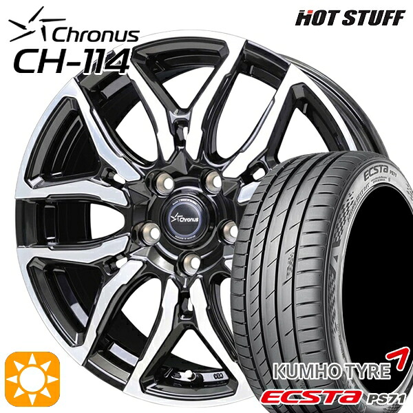 【取付対象】50プリウス インプレッサ 215/45R17 91W XL クムホ エクスタ PS71 ホットスタッフ クロノス CH114 BK/P 17インチ 7.0J 5H100 +45 サマータイヤホイールセット |エムオートギャラリー