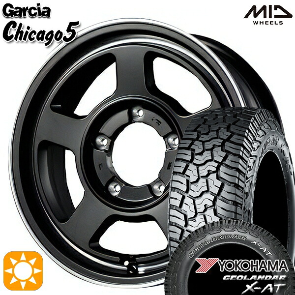 【取付対象】[5本セット]ジムニー 195R16C 104/102Q ヨコハマ ジオランダーX-AT G016 MID ガルシアシカゴ5 SGBK/ヴァーレイフランジポリッシュ 16インチ 5.5J 5H139.7 サマータイヤホイールセット