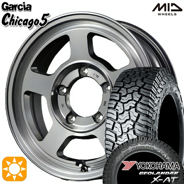【取付対象】[5本セット]ジムニー 195R16C 104/102Q ヨコハマ ジオランダーX-AT G016 MID ガルシアシカゴ5 メタリックグレーポリッシュ 16インチ 5.5J 5H139.7 サマータイヤホイールセット
