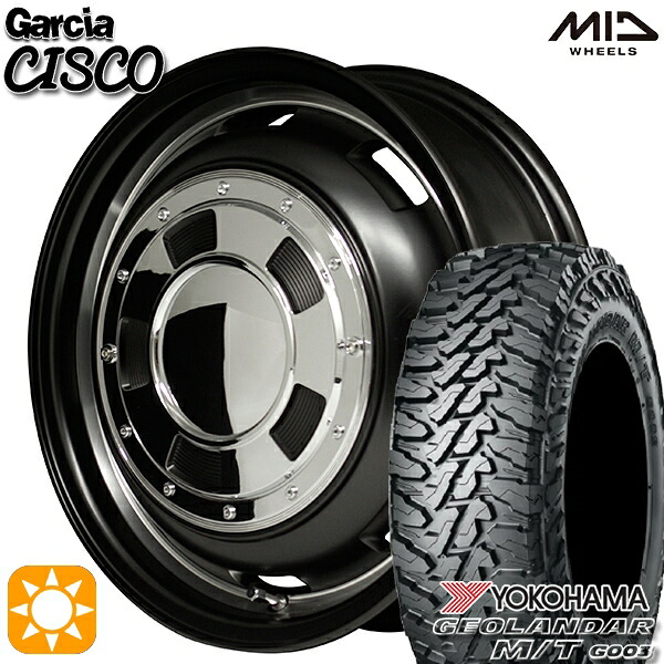 【取付対象】[5本セット]ジムニー 185/85R16 105/103N LT ヨコハマ ジオランダーM/T G003 MID ガルシアシスコ セミグロスブラック 16インチ 5.5J 5H139.7 サマータイヤホイールセット ｜エムオートギャラリー