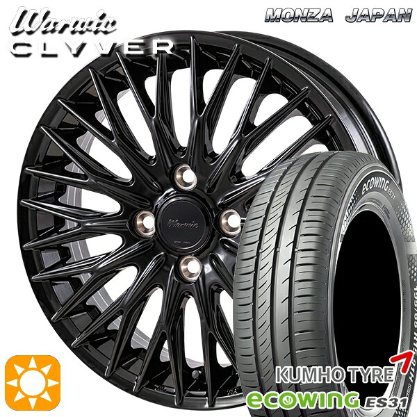 【取付対象】165/65R15 81H クムホ エコウィング ES31 MONZA ワーウィック クライヴァー GBK 15インチ 4.5J 4H100 サマータイヤホイールセット ｜エムオートギャラリー