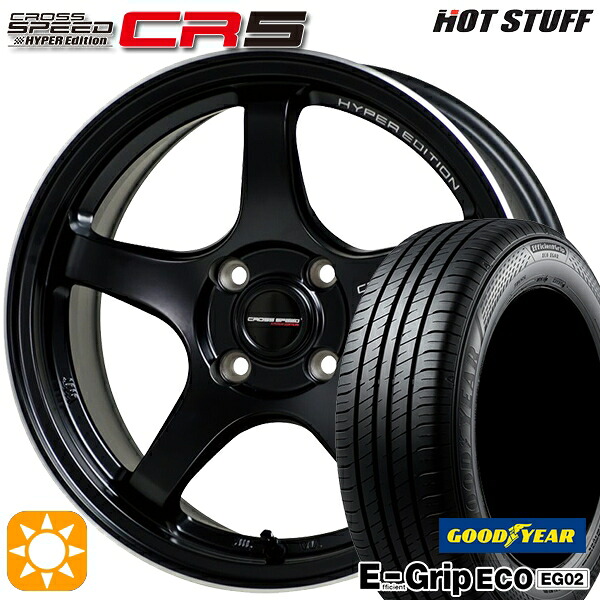 【取付対象】ライズ ロッキー 195/65R16 92V グッドイヤー エフィシェントグリップ EG02 HotStuff ホットスタッフ クロススピード CR5 セミグロスブラック 16インチ 6.0J 4H100 サマータイヤホイールセット |エムオートギャラリー