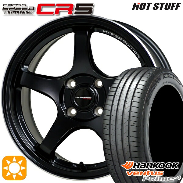 【取付対象】195/65R16 92V ハンコック veNtus PRime4 K135 HotStuff ホットスタッフ クロススピード CR5 セミグロスブラック 16インチ 6.0J 4H100 サマータイヤホイールセット