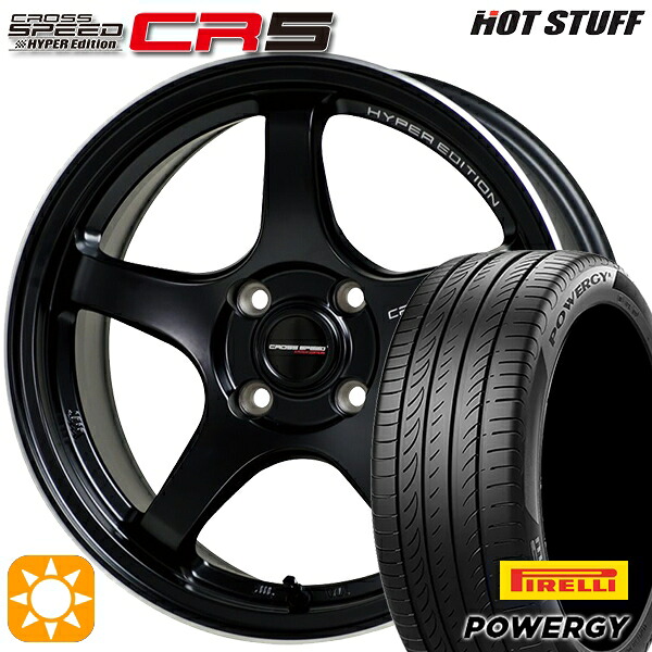 【取付対象】アクア 175/65R15 84H ピレリ パワジー HotStuff ホットスタッフ クロススピード CR5 セミグロスブラック 15インチ 5.5J 4H100 +43サマータイヤホイールセット |エムオートギャラリー