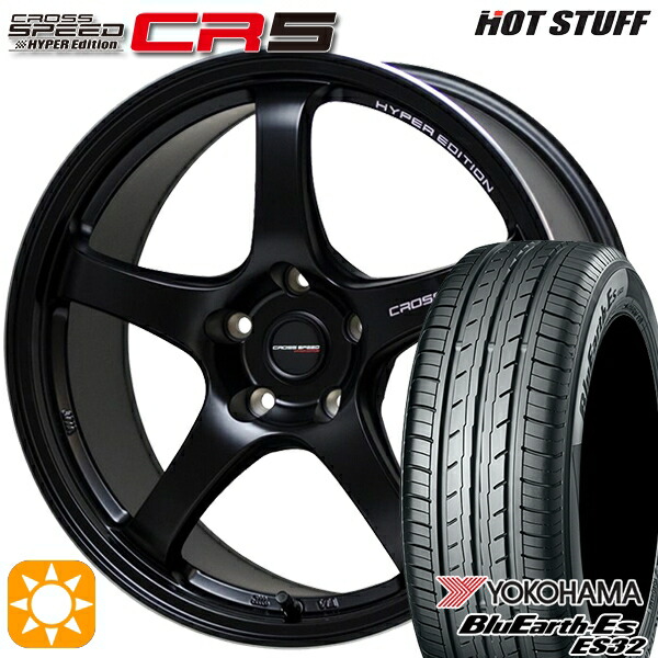【取付対象】アウトランダー デリカD5 225/55R18 98V ヨコハマ ブルーアース ES32 HotStuff ホットスタッフ クロススピード CR5 セミグロスブラック 18インチ 8.5J 5H114.3 サマータイヤホイールセット ｜エムオートギャラリー