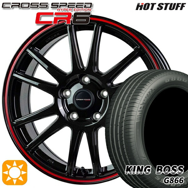 【取付対象】215/50R18 96W XL キングボス G866 HotStuff ホットスタッフ クロススピード CR6 グロスガンメタレッドライン 18インチ 7.5J 5H114.3 サマータイヤホイールセット