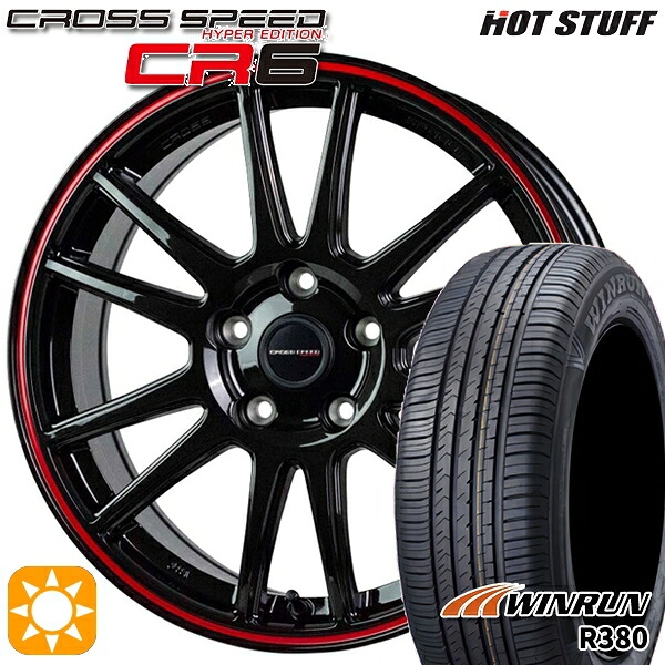 【取付対象】マツダ6 エクストレイル 225/60R18 104V XL ウィンラン R380 HotStuff ホットスタッフ クロススピード CR6 グロスガンメタレッドライン 18インチ 8.0J 5H114.3 サマータイヤホイールセット