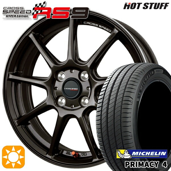 【取付対象】アクア ヤリス 185/60R15 88H XL ミシュラン プライマシー4 HotStuff ホットスタッフ クロススピード RS9 GGM 15インチ 5.5J 4H100 +43 サマータイヤホイールセット