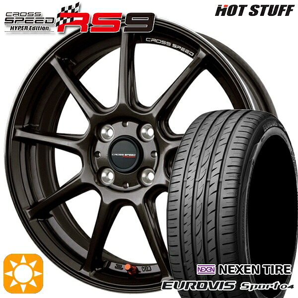 【取付対象】165/60R14 75H ロードストーン ユーロビズ Sport 04 HotStuff ホットスタッフ クロススピード RS9 GGM 14インチ 4.5J 4H100 サマータイヤホイールセット