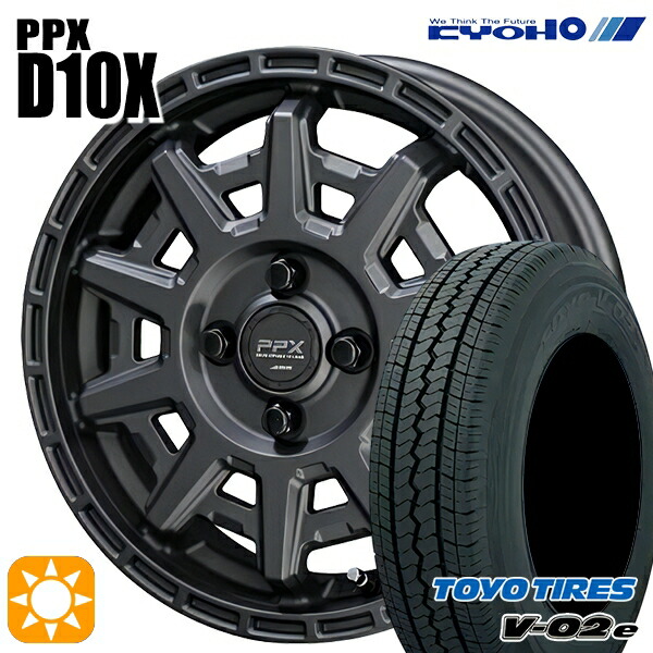 【取付対象】軽トラ 145/80R12 80/78N トーヨー V02E V-02E KYOHO PPX D10X マットダークガンメタ 12インチ 3.5J 4H100 サマータイヤホイールセット