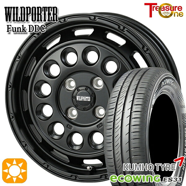 【取付対象】155/65R14 75T クムホ エコウィング ES31 トレジャーワン ワイルドポーター ファンク DDC MBK 14インチ 4.5J 4H100 サマータイヤホイールセット