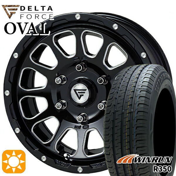 【取付対象】215/65R16 109/107R ウィンラン R350 デルタフォース オーバル ブラックマシニング 16インチ 7.0J 6H139.7 サマータイヤホイールセット