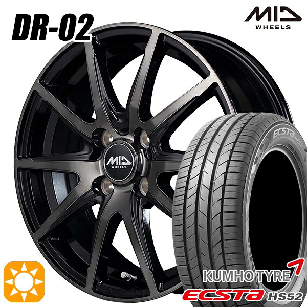【取付対象】185/55R16 83V クムホ エクスタ HS52 MID シュナイダー DR02 ブラックポリッシュ＋ブラッククリア 16インチ 6.0J 4H100 サマータイヤホイールセット ｜エムオートギャラリー