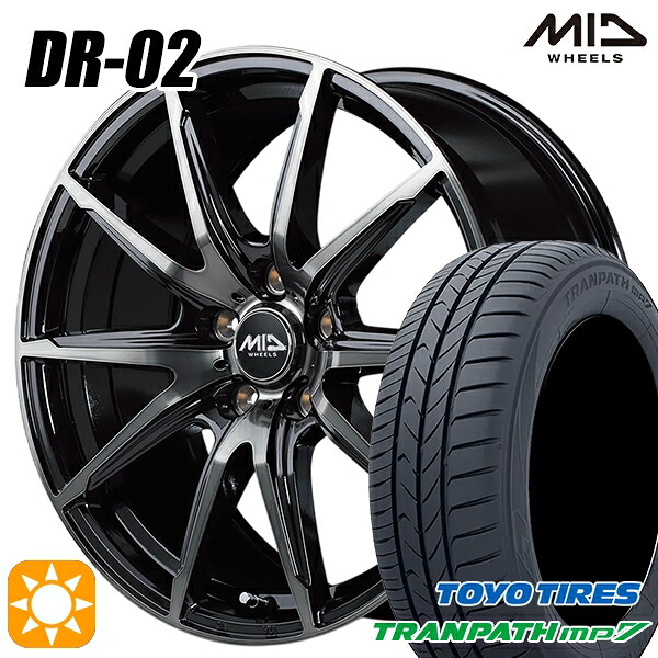 【取付対象】215/55R17 94V トーヨー トランパス mp7 MID シュナイダー DR02 ブラックポリッシュ＋ブラッククリア 17インチ 7.0J 5H114.3 サマータイヤホイールセット