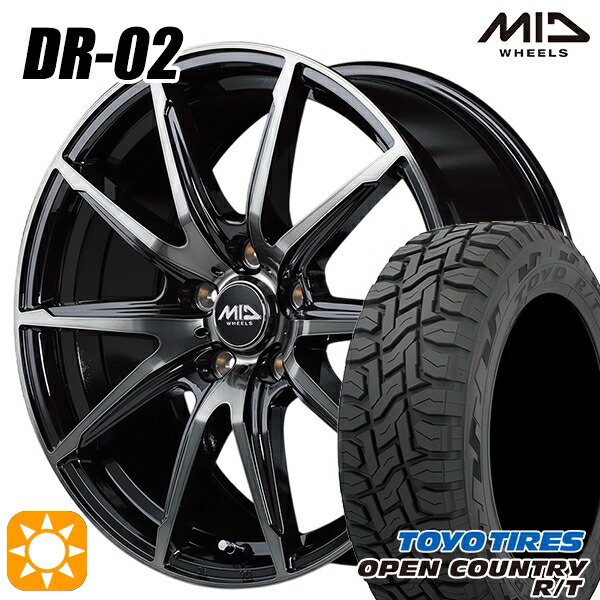 【取付対象】RAV4 エクストレイル 225/60R17 99Q トーヨー オープンカントリー R/T MID シュナイダー DR02 ブラックポリッシュ＋ブラッククリア 17インチ 7.0J 5H114.3 サマータイヤホイールセット
