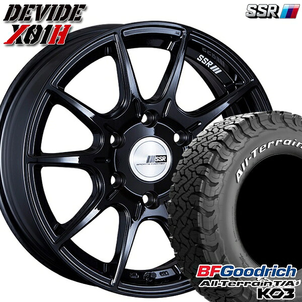 【取付対象】215/70R16 100/97S RWL BFグッドリッチ オールテレーン T/A KO3 SSR ディバイド X01H グロスブラック 16インチ 6.5J 6H139.7 サマータイヤホイールセット