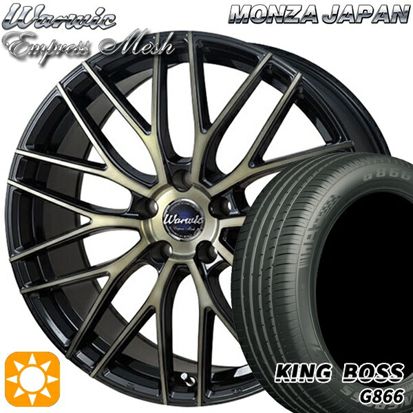 【取付対象】215/50R18 96W XL キングボス G866 モンツァ ワーウィック エンプレスメッシュ ブラッククリア/ポリッシュ 18インチ 8.0J 5H114.3 サマータイヤホイールセット