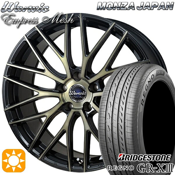 【取付対象】ハリアー アウトランダー 245/45R19 102W XL ブリヂストン レグノ GR-X3 モンツァ ワーウィック エンプレスメッシュ ブラッククリア/ポリッシュ 19インチ 8.0J 5H114.3 サマータイヤホイールセット