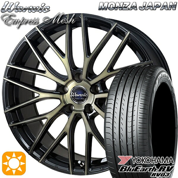 【取付対象】レガシィアウトバック 215/55R17 94V ヨコハマ ブルーアース RV03 モンツァ ワーウィック エンプレスメッシュ ブラッククリア/ポリッシュ 17インチ 7.0J 5H100 サマータイヤホイールセット
