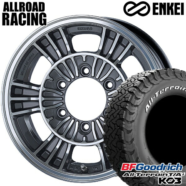 【取付対象】200系ハイエース 195/80R15 107S RWL BFグッドリッチ オールテレーン T/A KO3 ENKEI オールロード レーシング マシニングガンメタリック 15インチ 6.0J 6H139.7 サマータイヤホイールセット