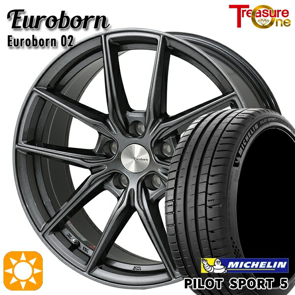 BMW (F34/F10/F11) 225/55R17 101Y XL ミシュラン パイロットスポーツ5 トレジャーワン ユーロボーン 02 ガンメタリックブラック 17インチ 7.5J 5H120 サマータイヤホイールセット